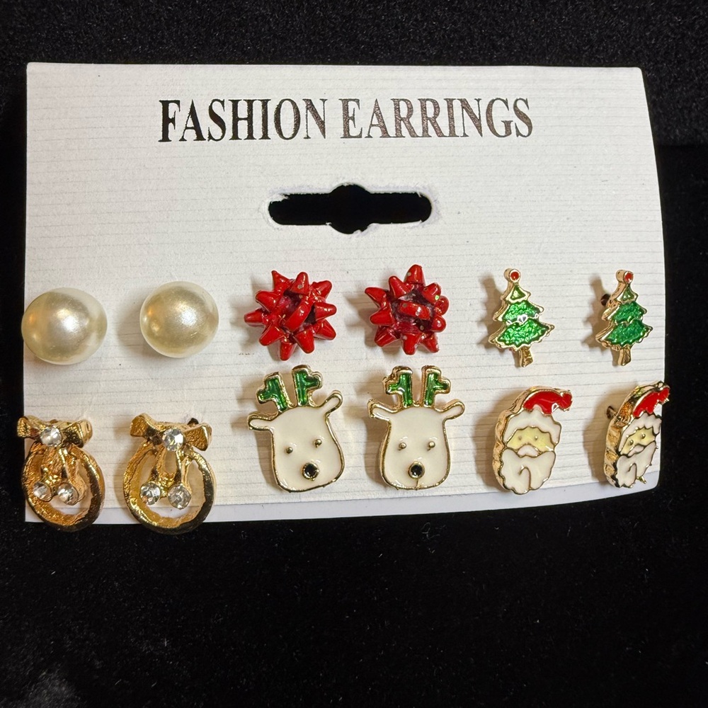 Festive Holiday Earrings Set - 6 Pairs